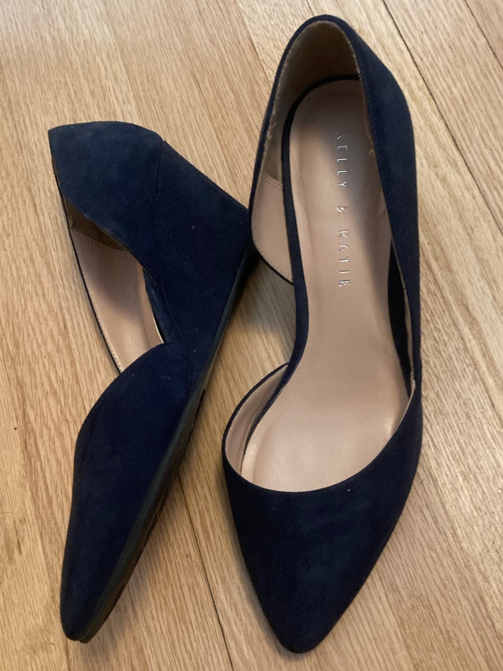 Kelly & Katie Navy Suede Pointed-Toe Flats